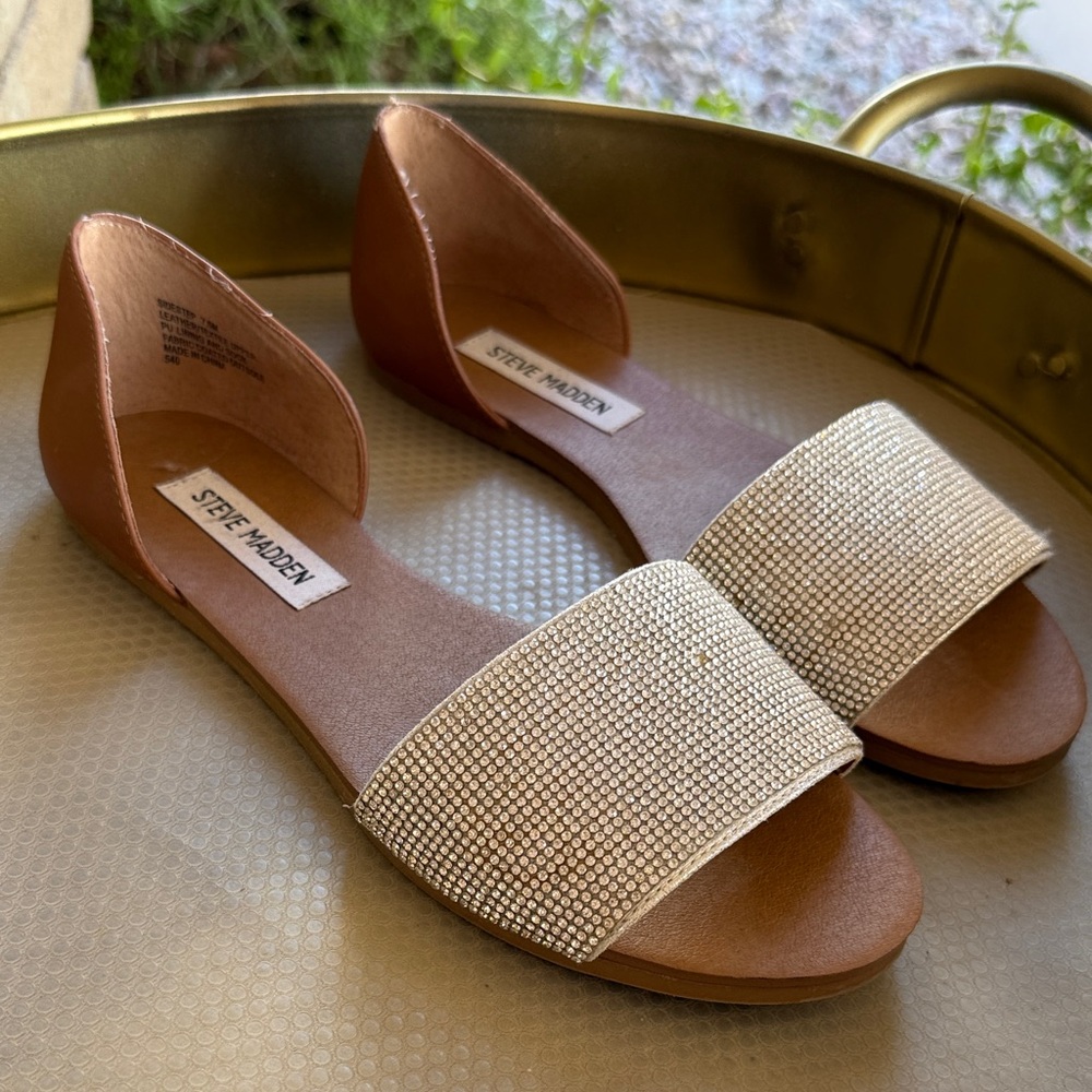 Steve Madden Brown and Silver Women's Sandals - Picture 2 of 7